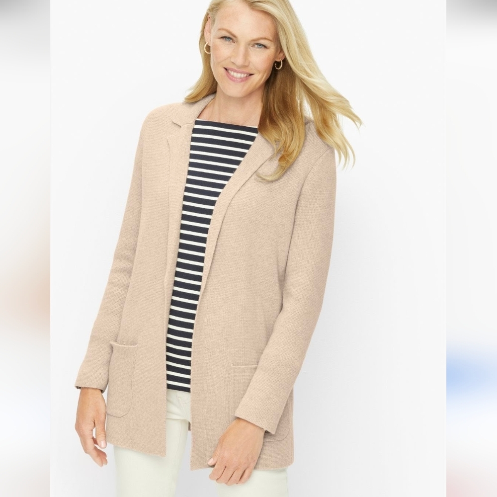 Talbots Womens‎ Shacket Jacket Sweater Knit Camel Quiet Luxury Neutral Beige XL
